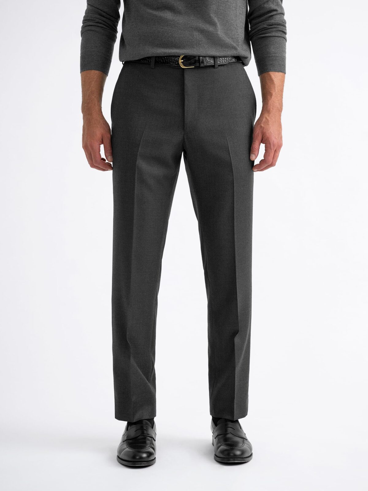 John Varvatos Charcoal Gray 100% Wool Slim Fit Dress Pants | The Suit Depot