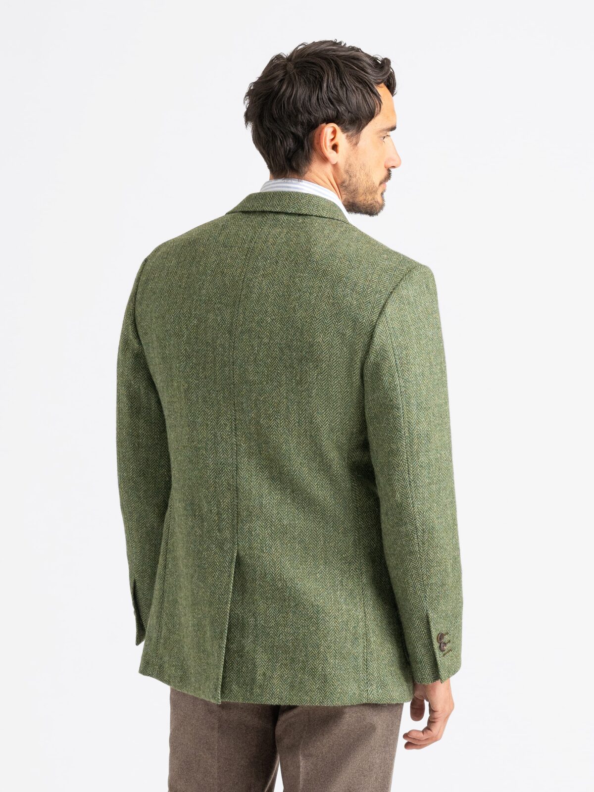 Green Herringbone Shetland Tweed Andover Jacket - Custom Fit