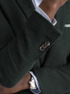 Dark Green Textured Wool Waverly Jacket - Custom Fit Tailored Clothing