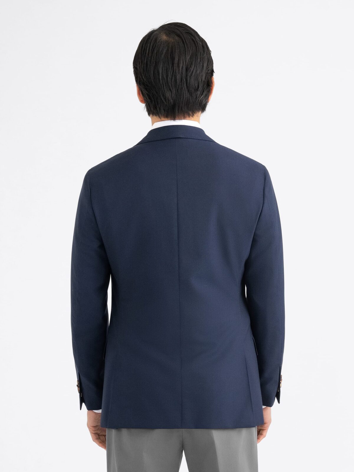 Navy Wrinkle-Resistant Hopsack Bedford Jacket - Custom Fit