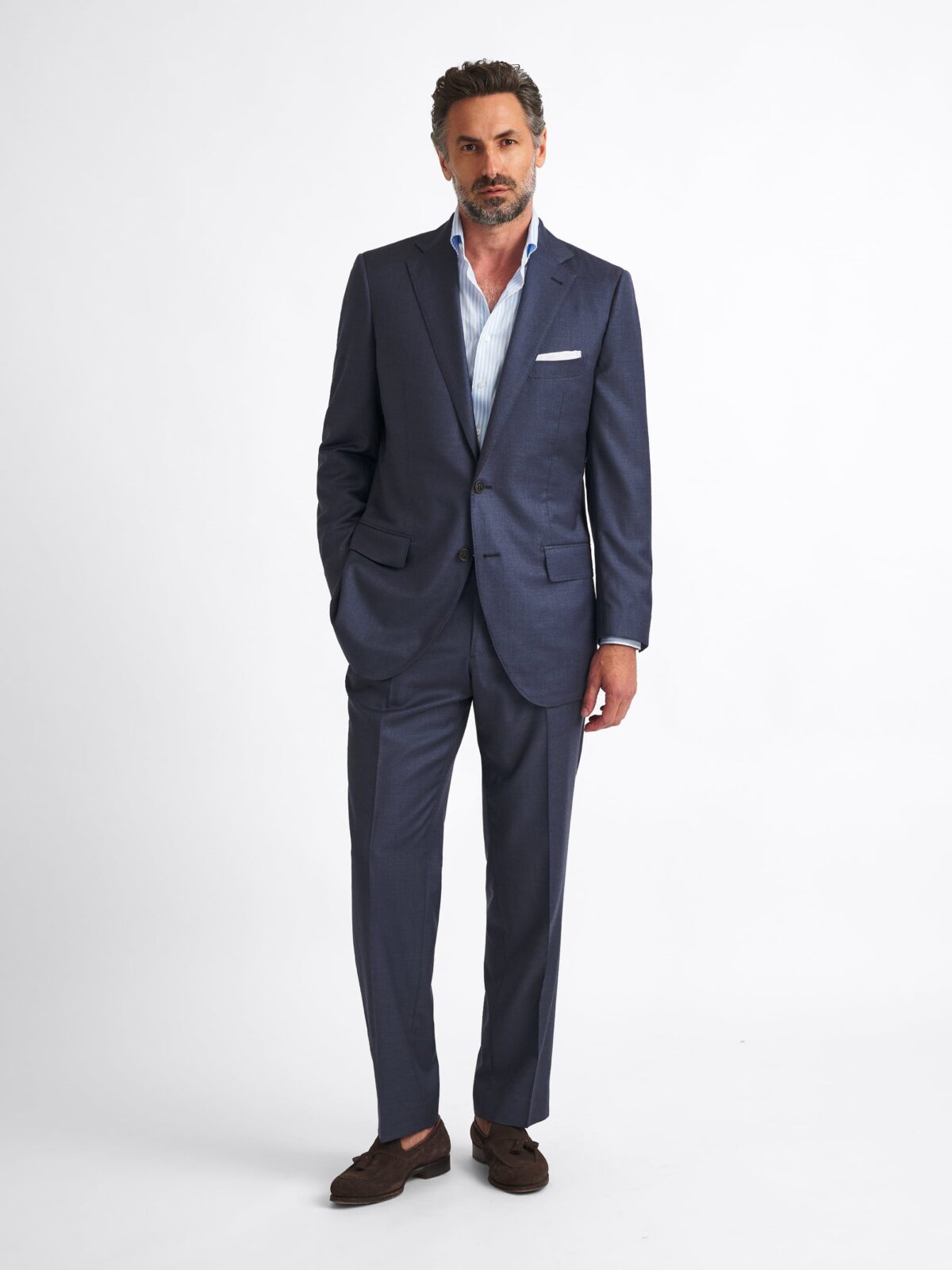 Loro Piana Fabric Slate S150s Wool Dress Pant - Custom Fit