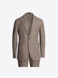 Shop Waverly Mocha Windowpane Slub Wool Blend Suit
