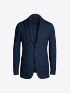 Shop Waverly Navy Melange Cotton and Linen Knit Jacket
