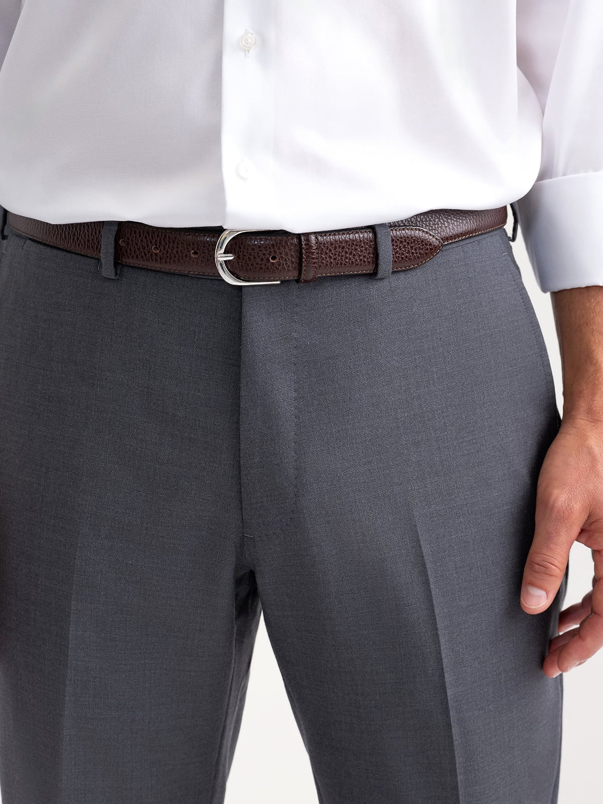slim fit dress slacks Spanish Gray Textured Premium Wool Blend Pant For Men