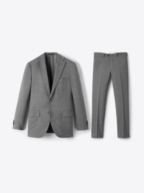 Double Breasted VBC Light Grey Fresco Carmine Suit - Custom Fit