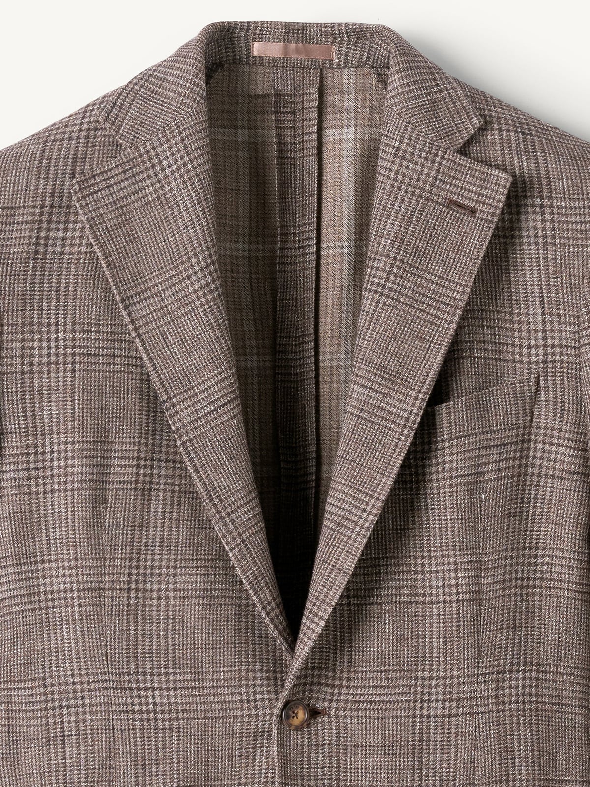 Brown Glen Plaid Wool Cotton Linen Waverly Jacket - Custom Fit