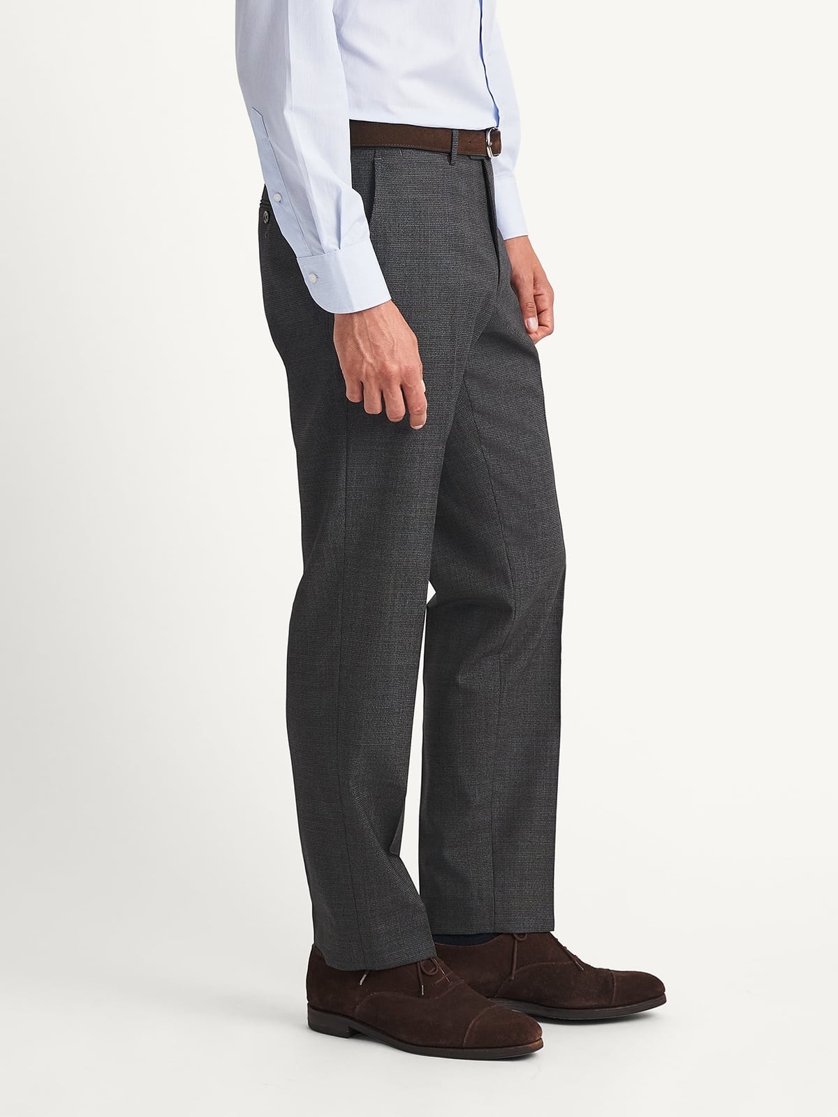 Grey Textured Stretch Wool Dress Pant - Custom Fit Tailored Clothing