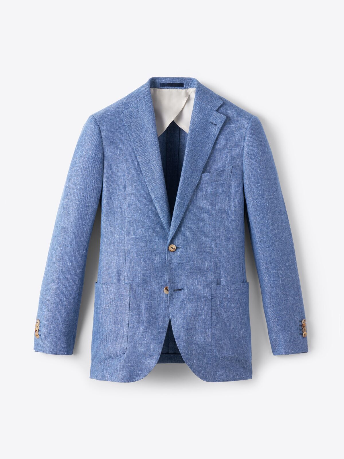 Blue Linen and Lyocell Twill Bedford Jacket - Custom Fit Tailored