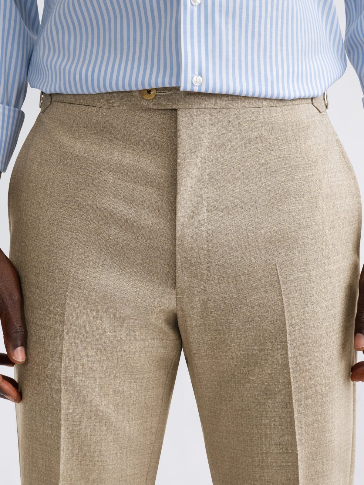 Beige Stretch Cotton Dress Pant