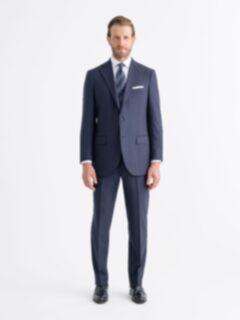Navy Pinstripe S130s Wool Dress Pant - Custom Fit Tailored Clothing