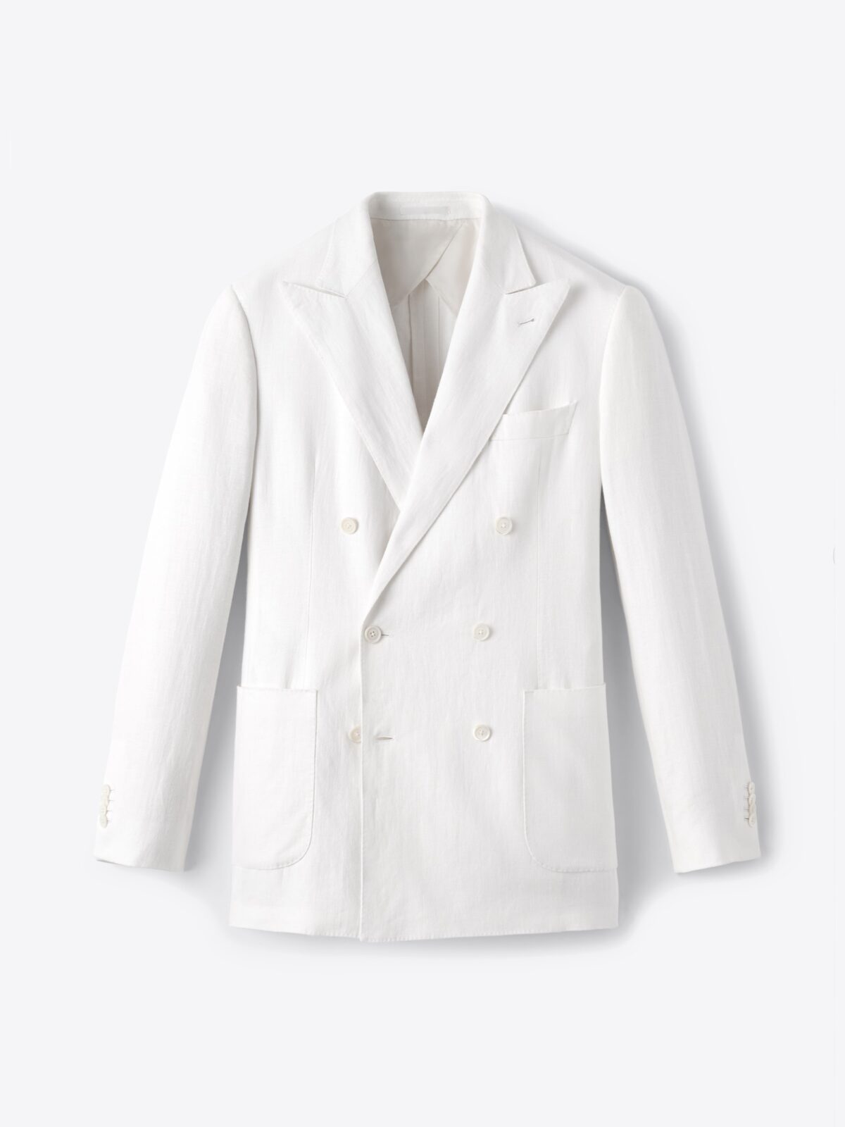 Double Breasted White Irish Linen Carmine Jacket Custom Fit