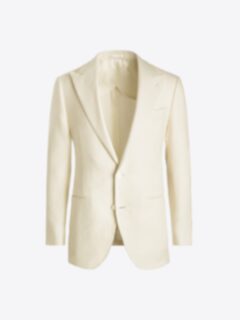 Shop Peak Lapel Cream Wool Linen Bedford Jacket
