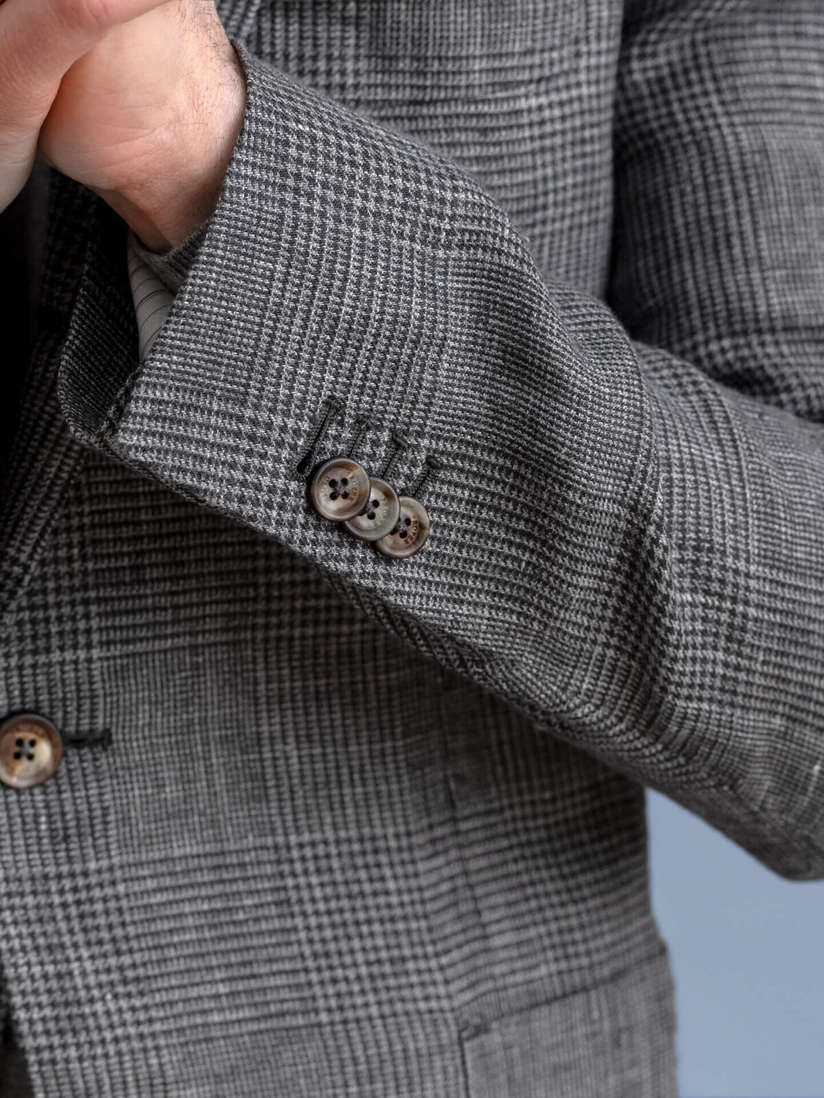 Bedford Grey Melange Glen Plaid Linen Jacket - Custom Fit Tailored