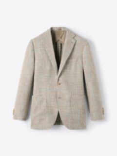 Loro Piana Fabric Beige Plaid Linen Blend Hudson Jacket - Custom