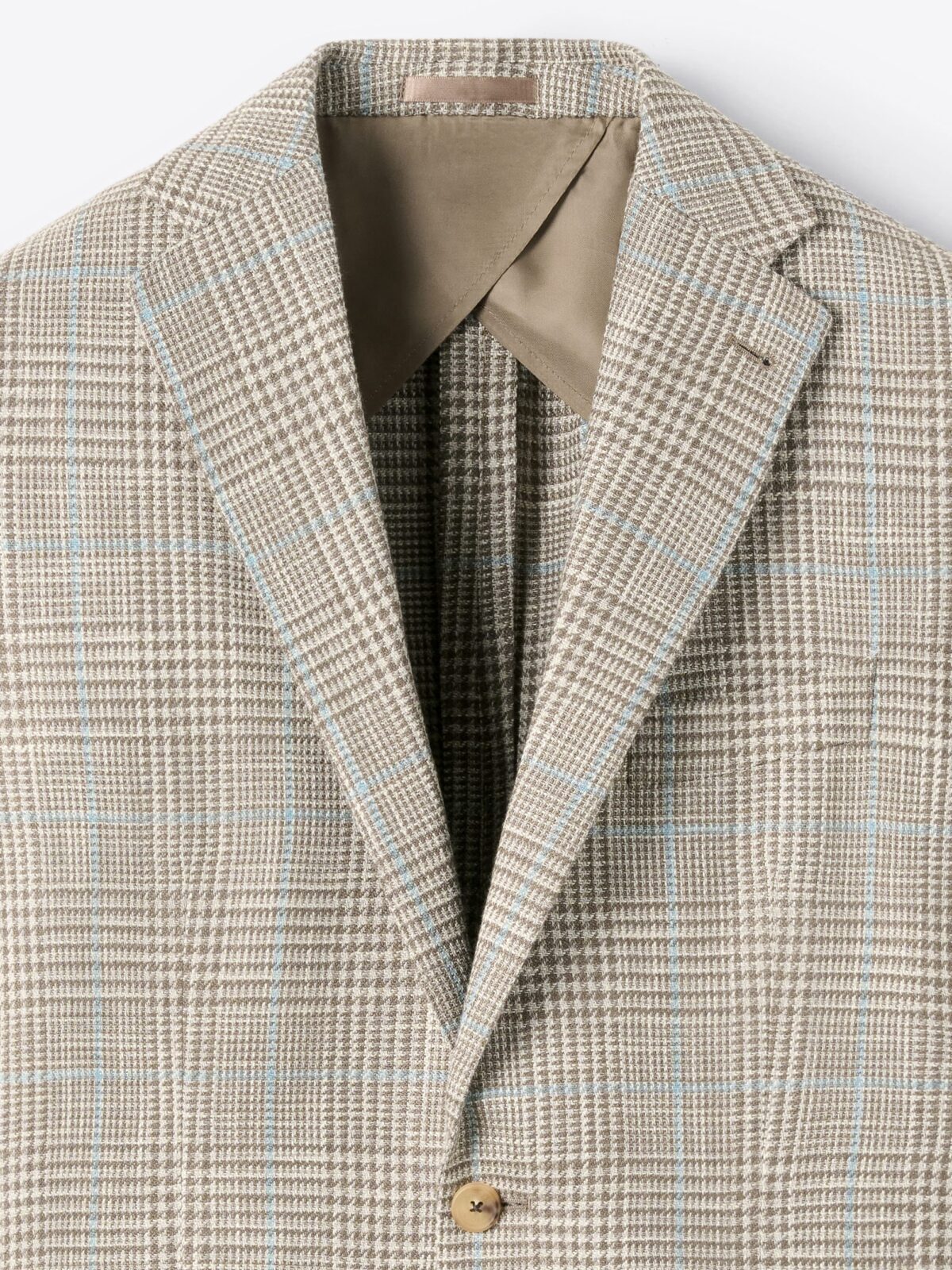 Loro Piana Fabric Beige Plaid Linen Blend Hudson Jacket - Custom