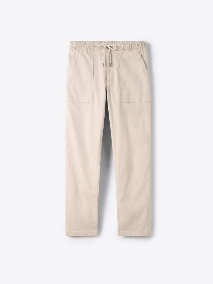 Men’s Amalfi Beige Cotton and Linen Stretch Drawstring Pant Thumb
