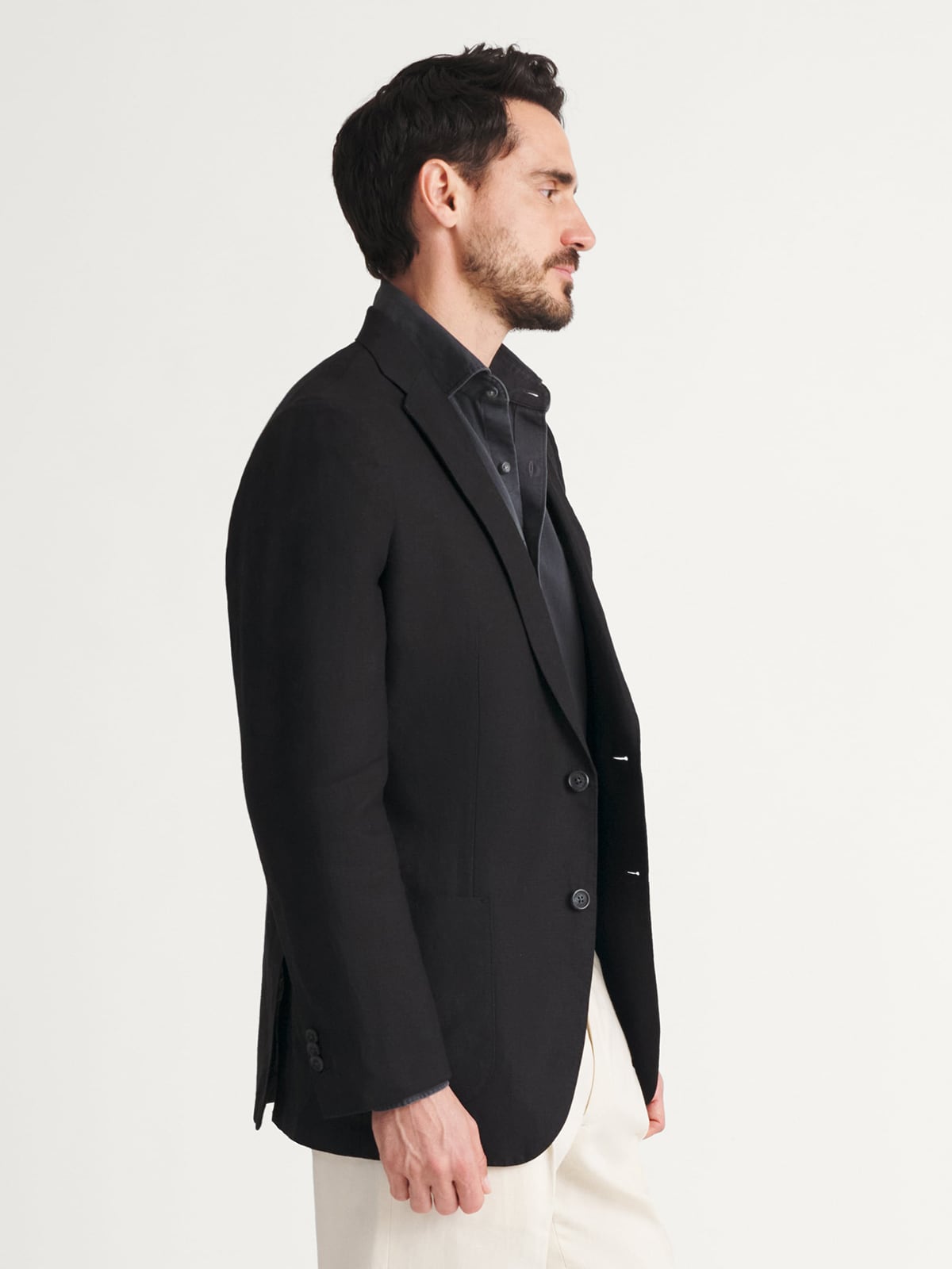 Spence Bryson Black Heavy Irish Linen Bedford Jacket - Custom Fit