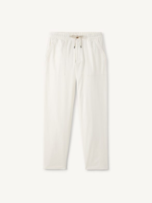 Thumb Photo of Amalfi Natural White Cotton and Linen Stretch Drawstring Pant