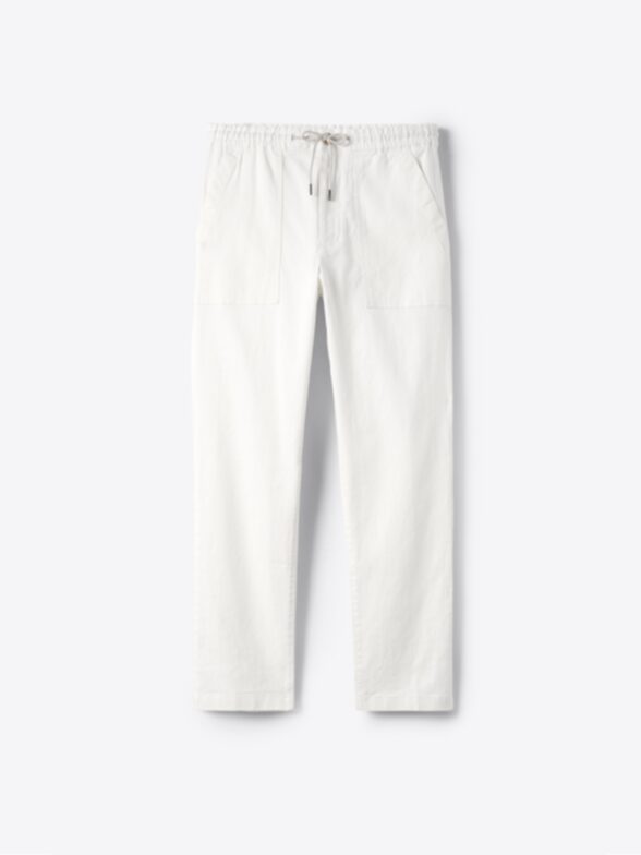 Thumb Photo of Amalfi White Cotton and Linen Stretch Drawstring Pant