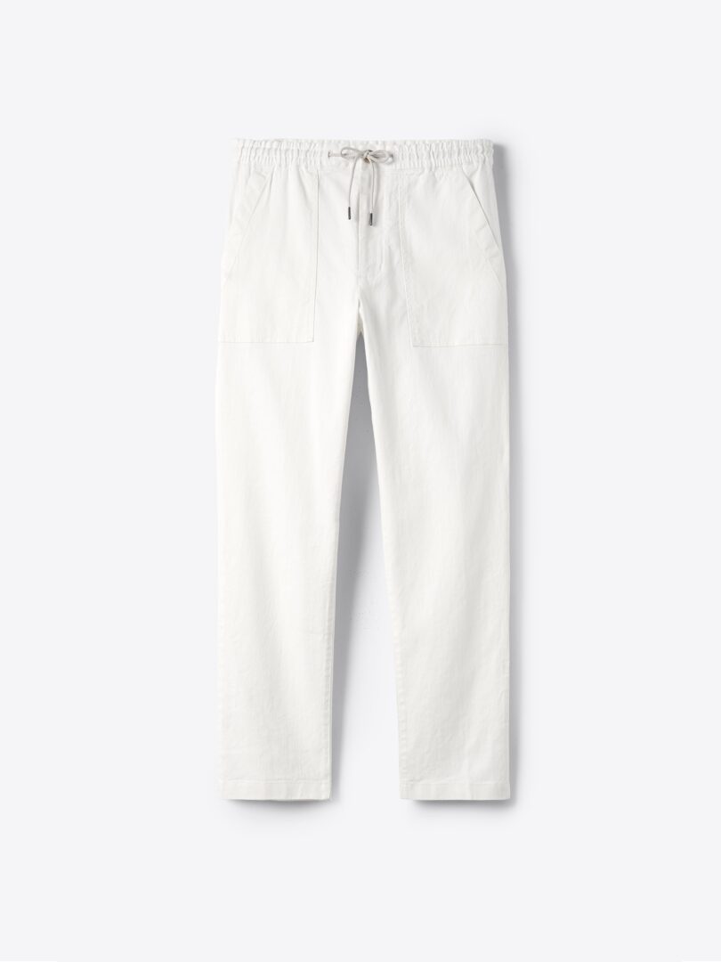 Men’s Amalfi Natural White Cotton and Linen Stretch Drawstring Pant Thumb