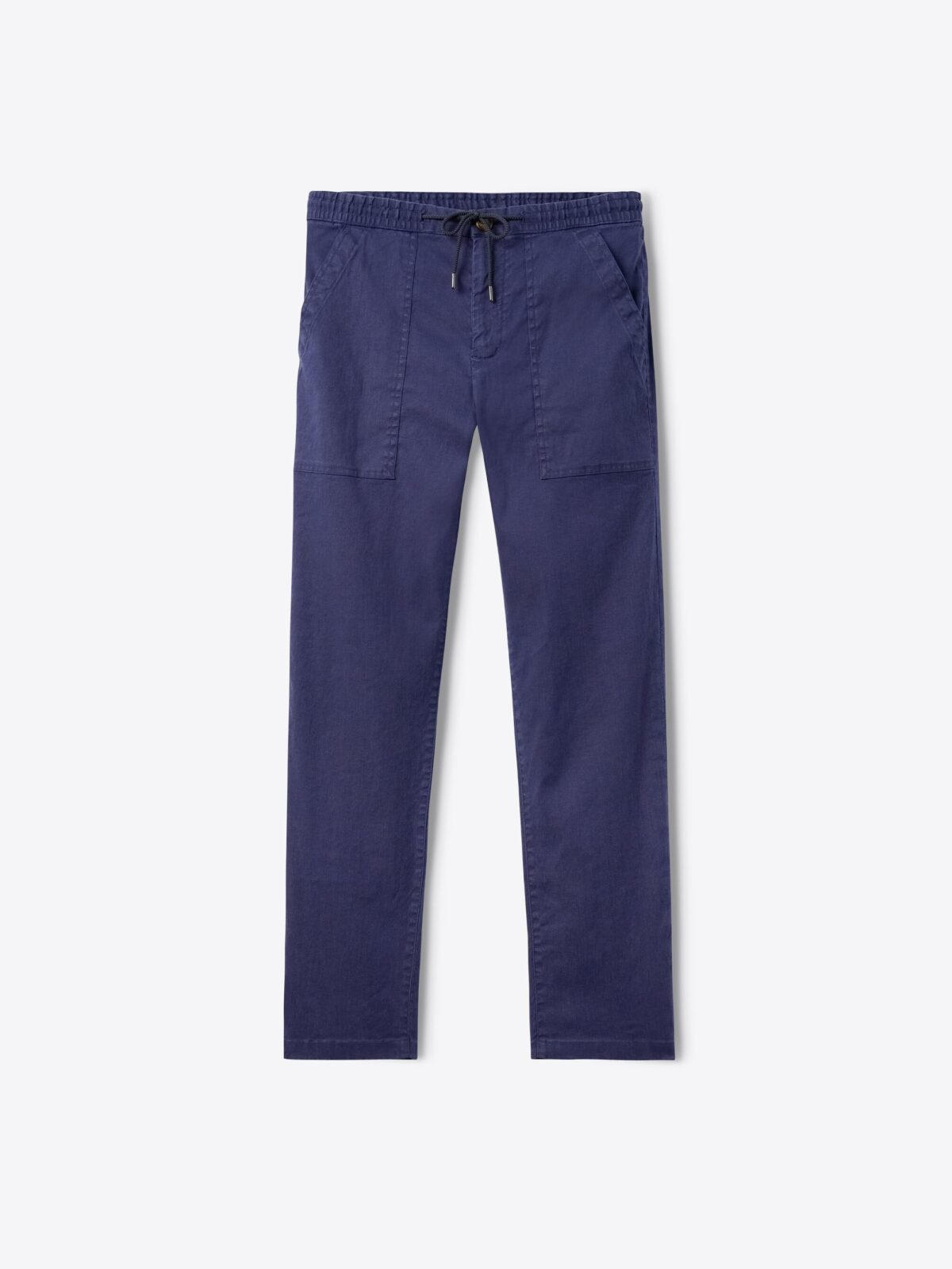Amalfi Faded Navy Cotton and Linen Stretch Drawstring Pant