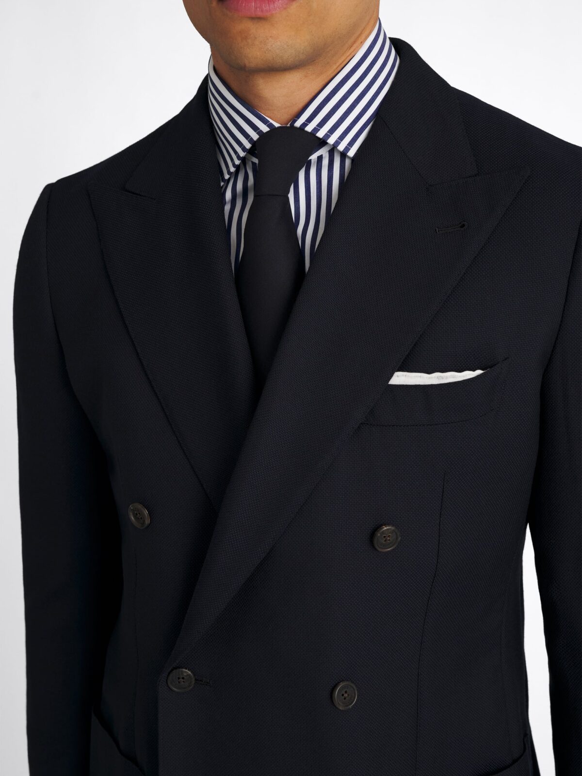 Double Breasted Reda Navy Hopsack Bedford Jacket - Custom Fit