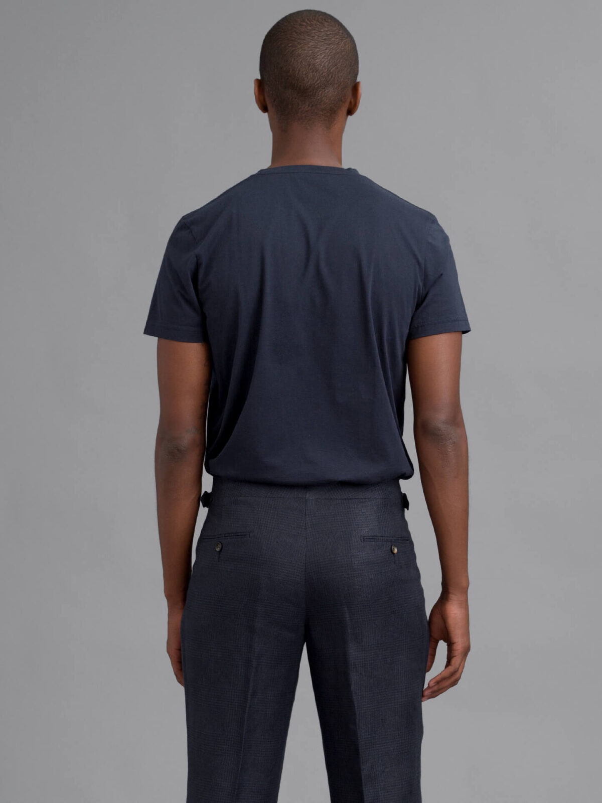 Navy Cotton and Linen Dress Pant