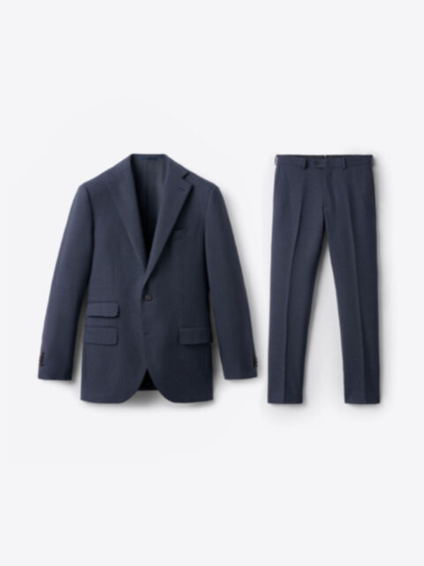 Reda Navy Heavyweight Nailhead Allen Suit - Custom Fit Tailored Clothing