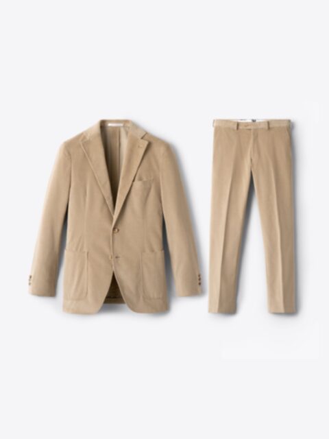Beige Stretch Corduroy Waverly Suit - Custom Fit Tailored Clothing