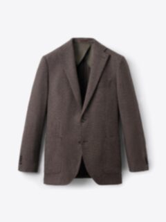 Brown Melange Brushed Hopsack Bedford Jacket - Custom Fit