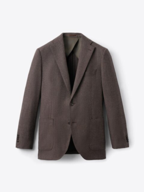 Brown Melange Brushed Hopsack Bedford Jacket - Custom Fit Tailored Clothing