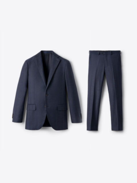 Navy Herringbone Flannel Bedford Suit - Custom Fit Tailored Clothing