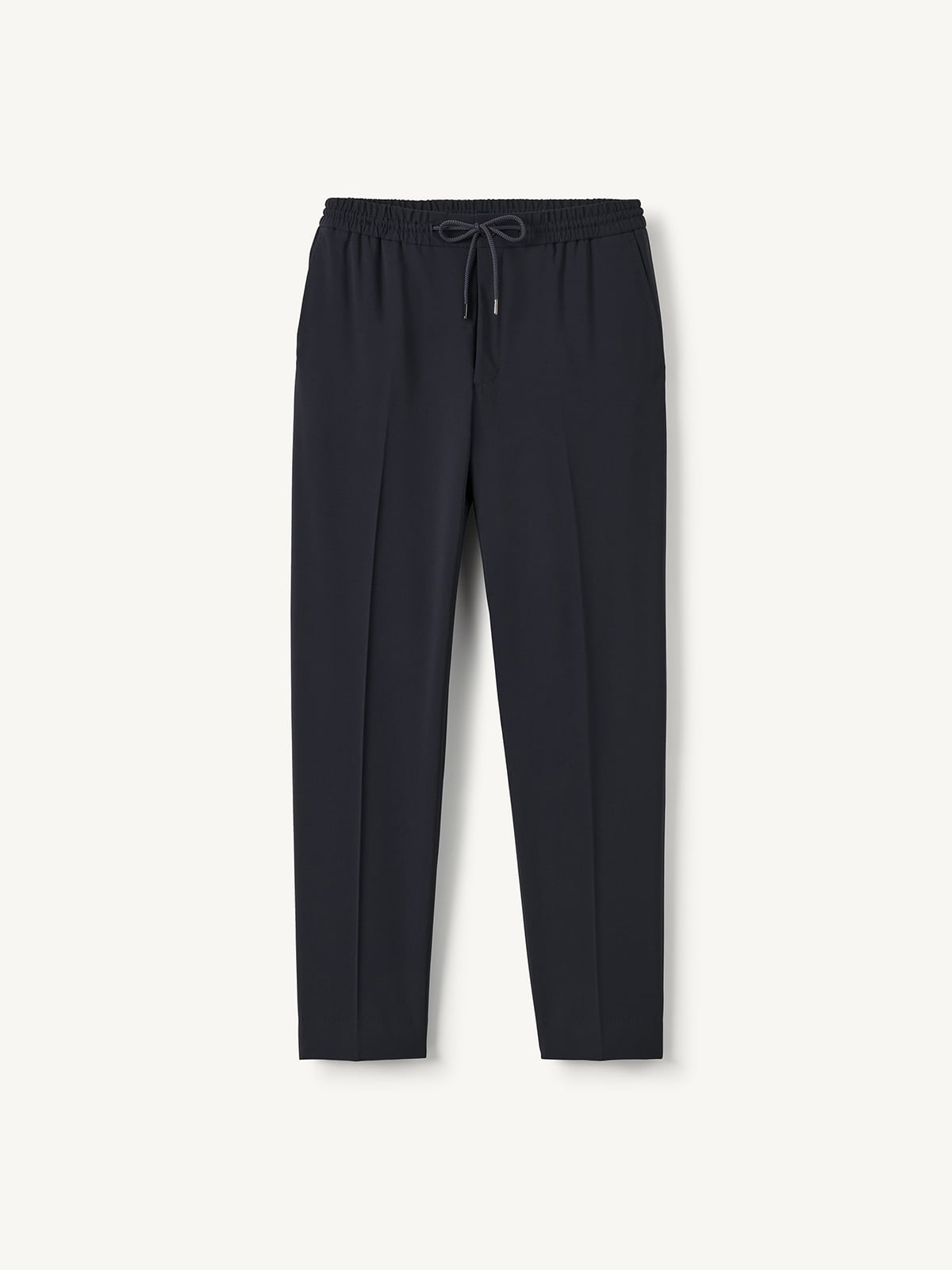 Navy Stretch Wool Drawstring Trouser - Custom Fit Tailored Clothing