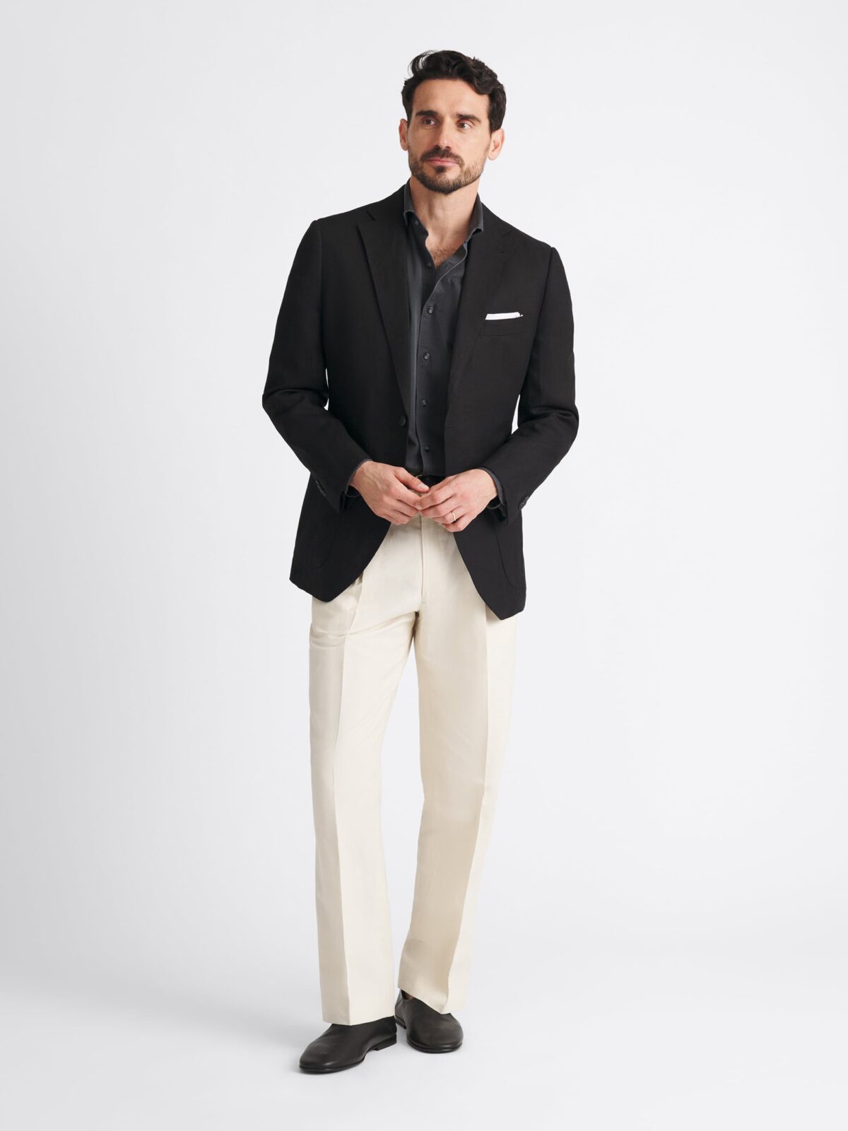 Spence Bryson Black Heavy Irish Linen Bedford Jacket - Custom Fit