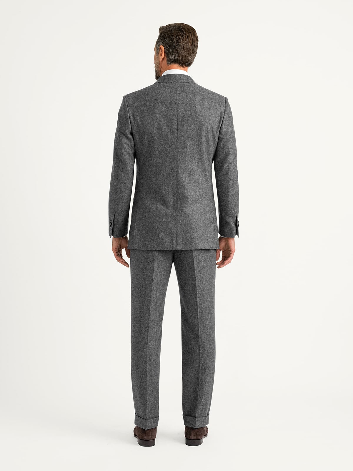 Double Breasted VBC Grey Wool Flannel Carmine Suit - Custom Fit