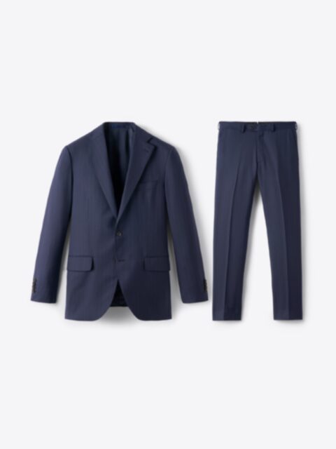Drago Navy Pinstripe S130s Allen Suit - Custom Fit Tailored Clothing