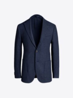 Bedford Navy Brushed Stretch Hopsack Jacket - Custom Fit Tailored