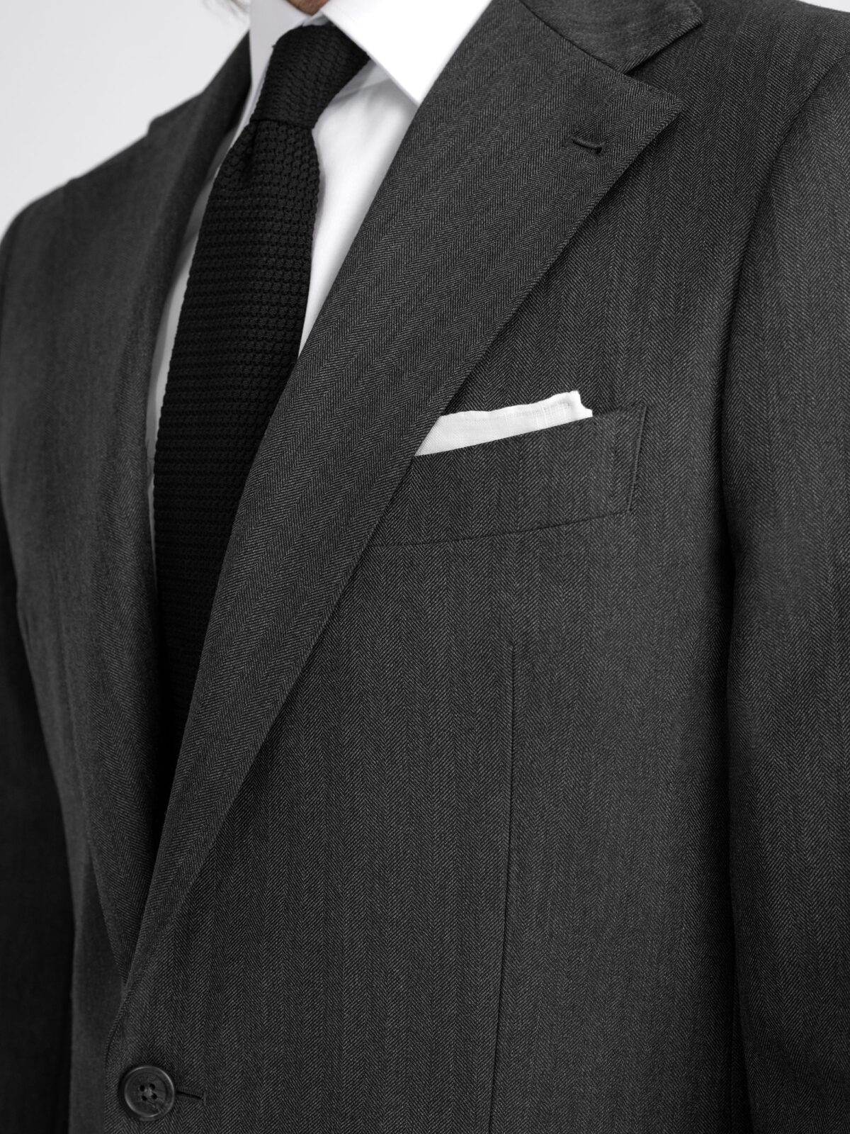 VBC Charcoal 21 Micron Wool Herringbone Reade Suit