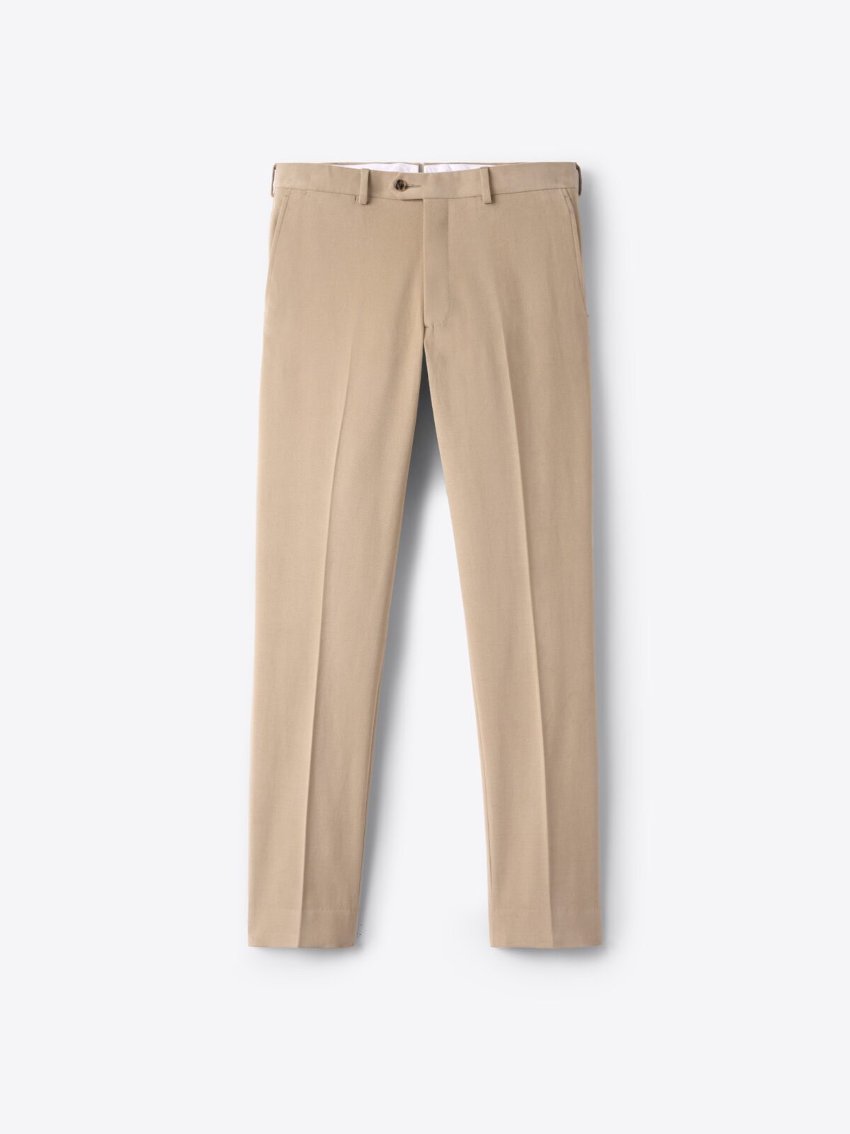 Beige Brushed Heavy Stretch Cotton Dress Pant