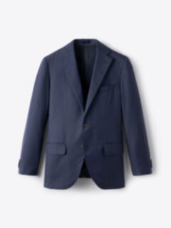 Loro Piana Fabric S150s Navy Herringbone Mercer Suit Jacket