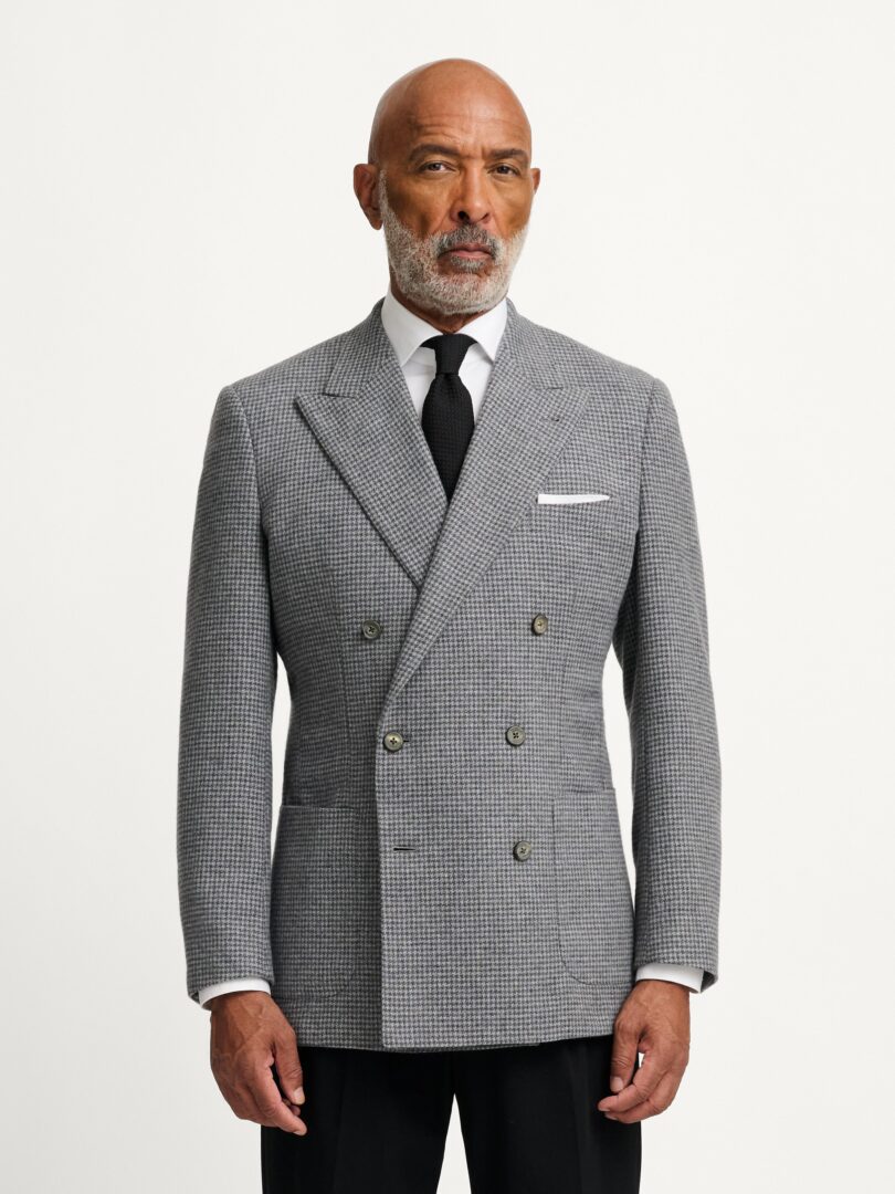 Grey Houndstooth Italian Flannel Carmine Jacket Thumb Detail
