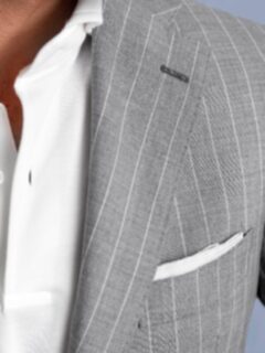 Allen Light Grey S120s Pinstripe Tropical Wool Suit - Custom Allen Light Grey S120s Pinstripe Tropical Wool Suit - Custom