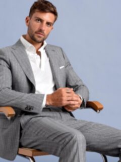 Allen Light Grey S120s Pinstripe Tropical Wool Suit - Custom Allen Light Grey S120s Pinstripe Tropical Wool Suit - Custom
