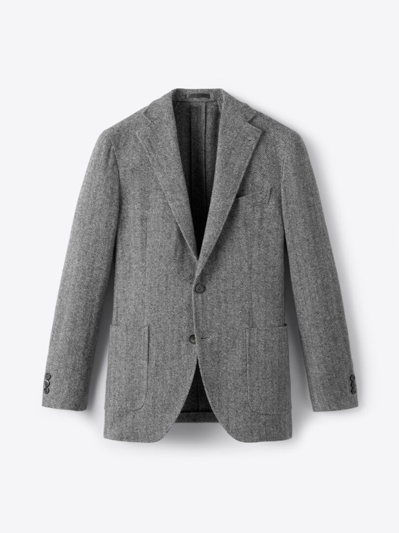 Men’s Grey Herringbone Shetland Tweed Waverly Jacket Thumb