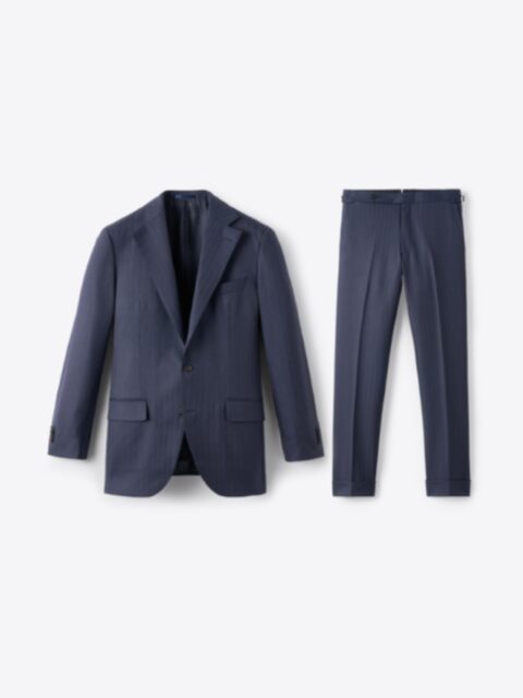 VBC Navy 21 Micron Wool Herringbone Reade Suit - Custom Fit Tailored ...
