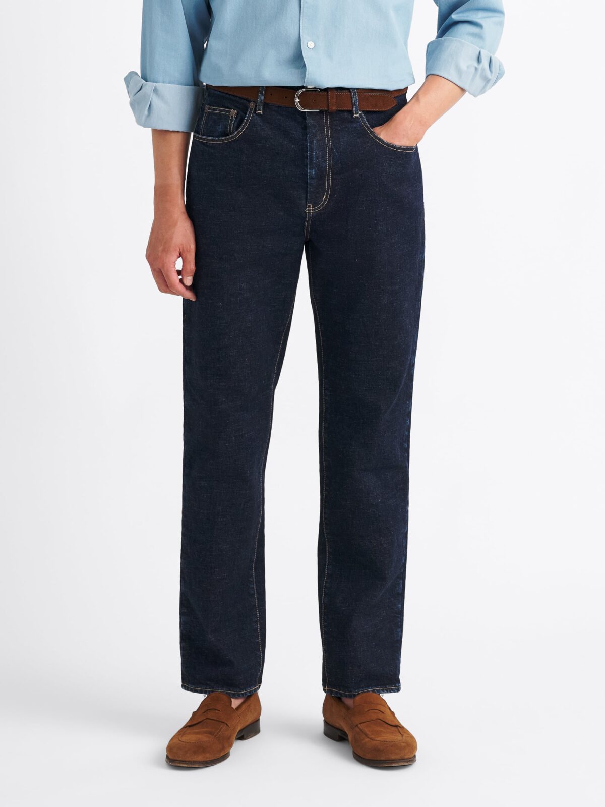 Japanese 14oz Rinse Wash Indigo Stretch Jeans - Custom Fit Pants