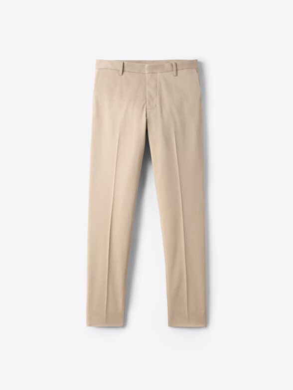 Buy Men Cream Solid Slim Fit Trousers Online - 771794 | Van Heusen