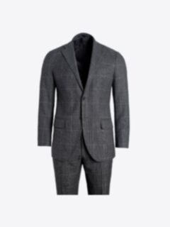 Shop Allen Grey Glen Plaid S130s Wool Suit with Cuffed Trouser