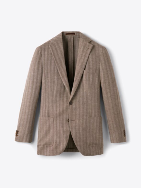 Brown Wool and Linen Herringbone Waverly Jacket Product Image