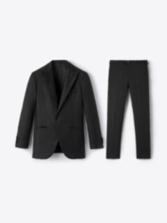 Shop Peak Lapel Loro Piana Fabric Black S150s Tuxedo Satin Lapel